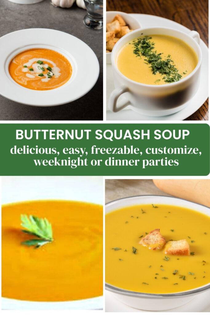 4 bowls of butternut squash soup