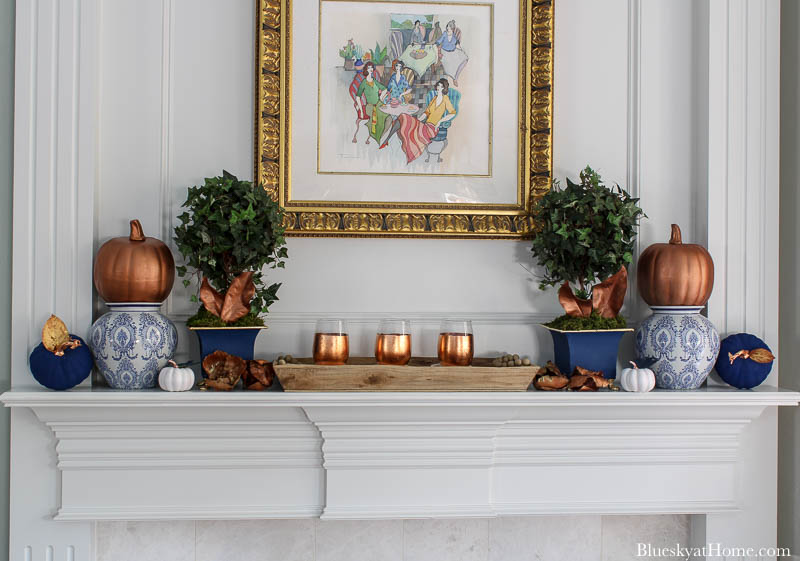 fall decorated mantel