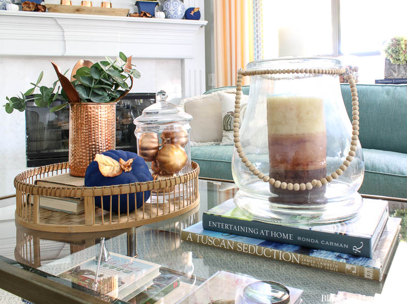 fall decorated coffee table