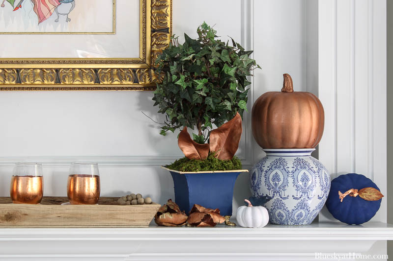 fall decorated mantel