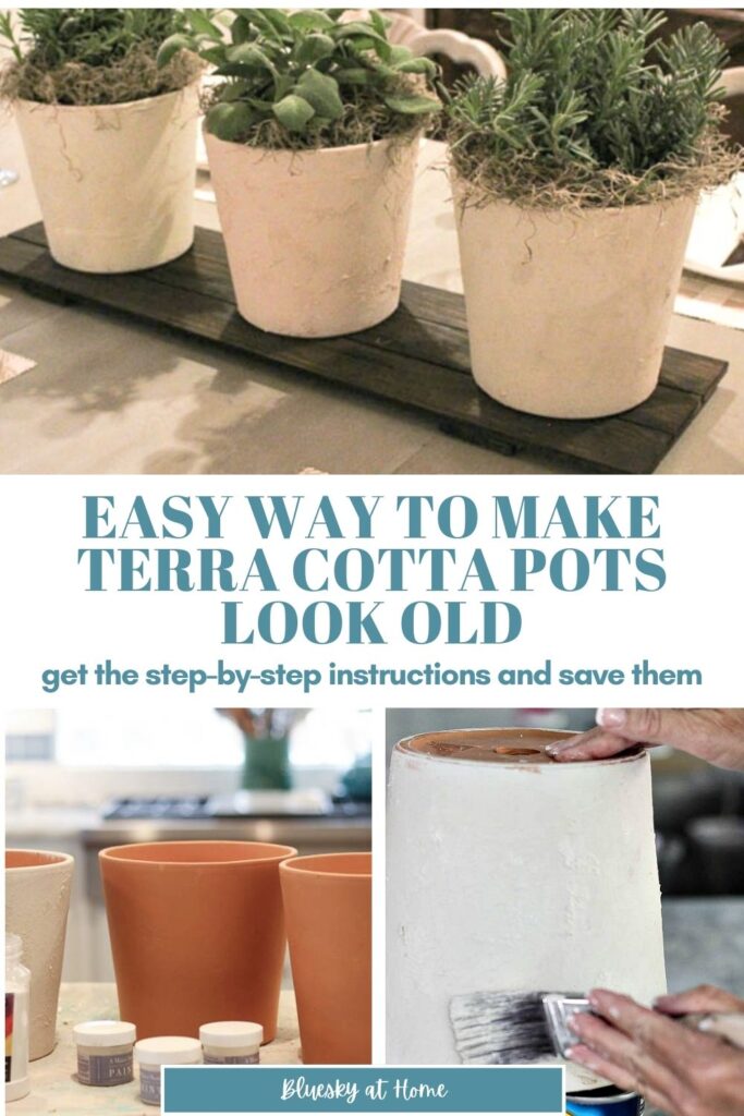terra cotta pot makeover to vintage look