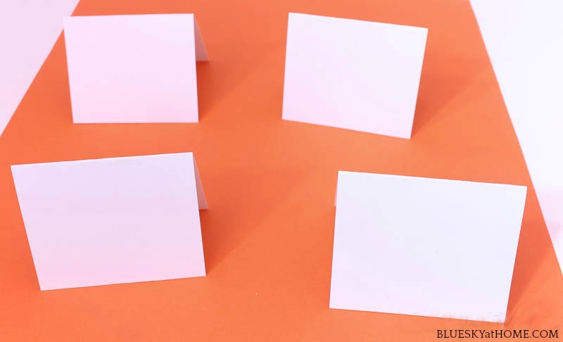 folded index cards for Halloween place cards