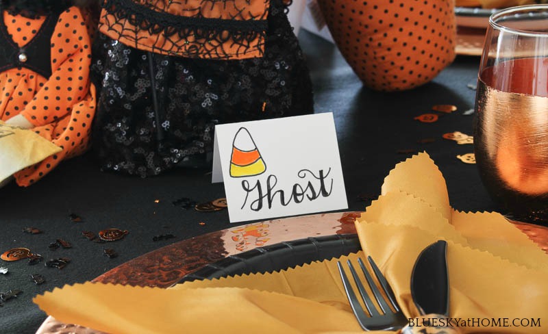 Halloween place card on table