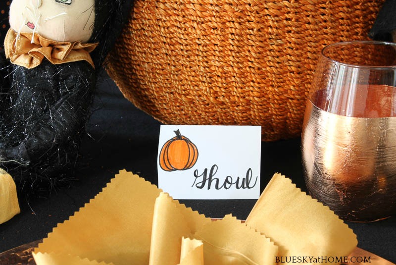 Halloween place card on table