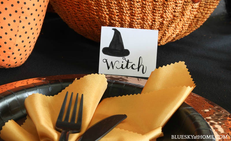 Halloween place card on table