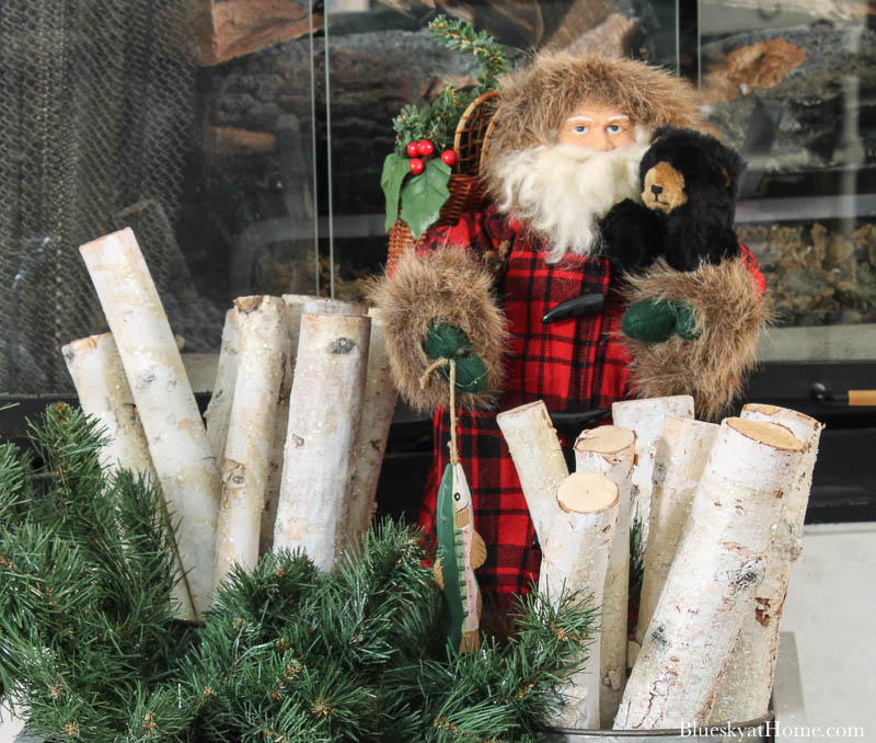 birch logs and Santa
