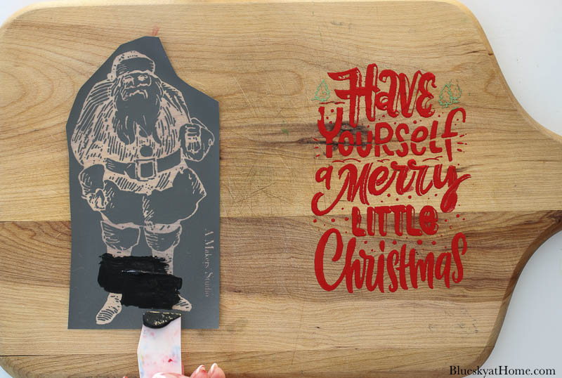 stencils on Christmas vintage cutting boards