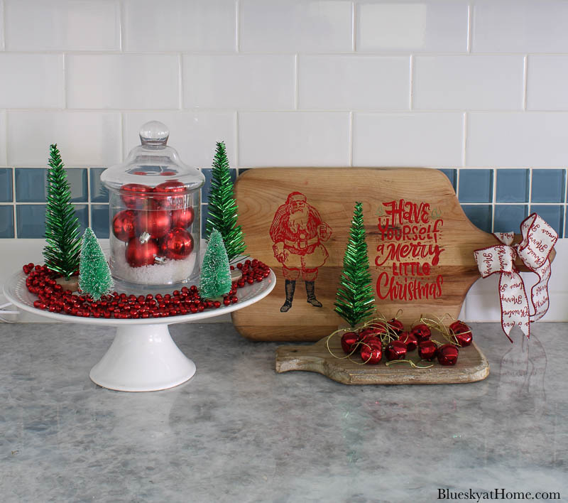 DIY Christmas Vintage Cutting Boards Vignette - Bluesky at Home