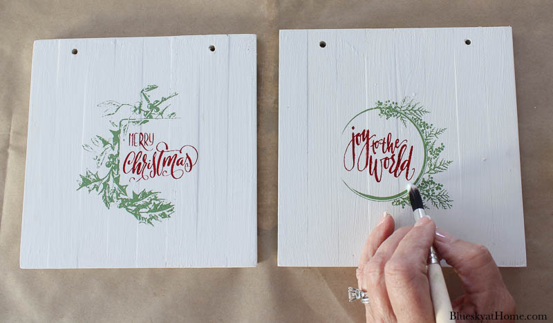 stenciled wood Christmas signs