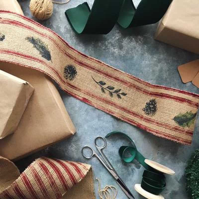 Christmas burlap ribbon banner