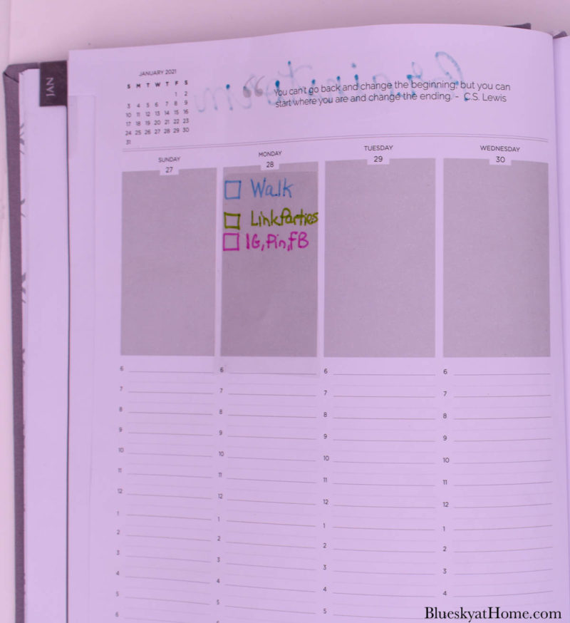 page in planner