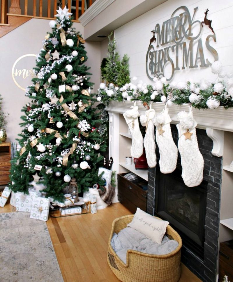mantel with white stockings