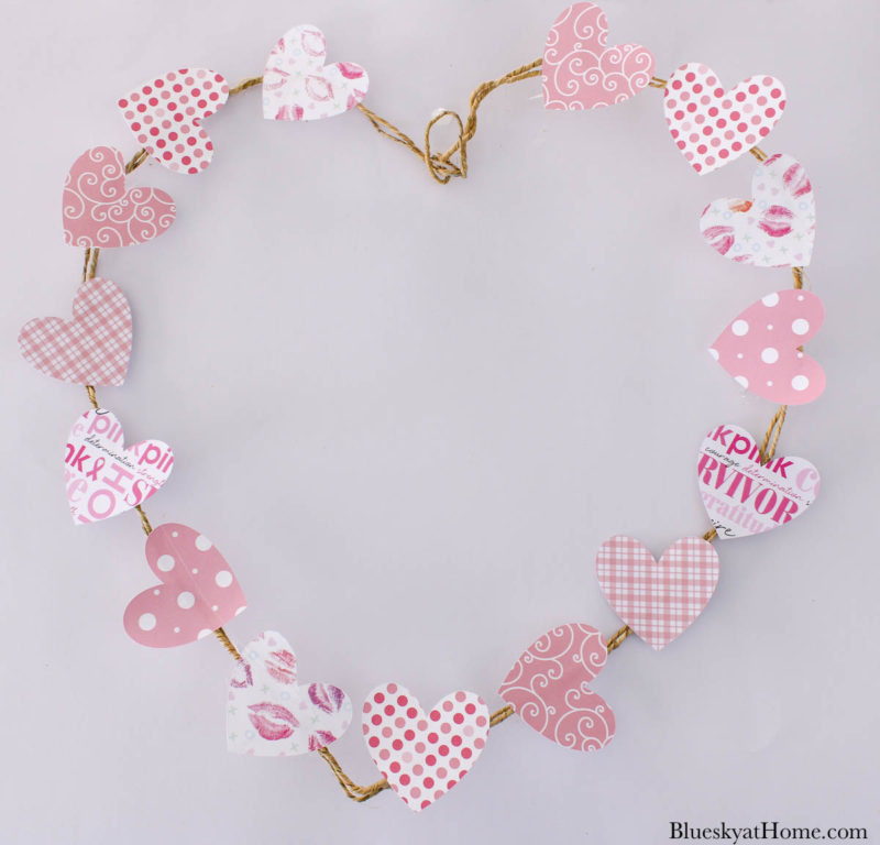 pink paper Valentine's wreath