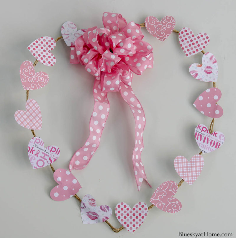 pink paper Valentine's wreath