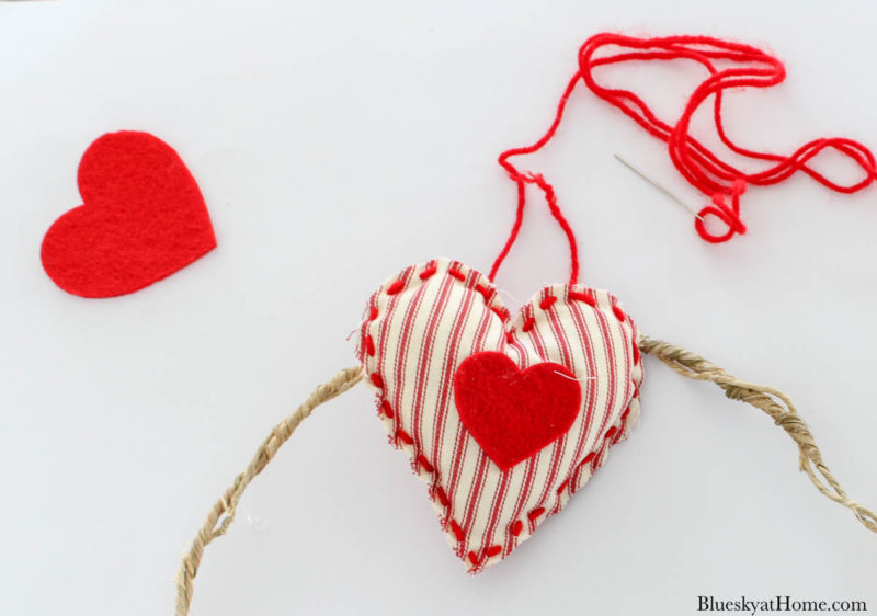 red fabric ticking heart