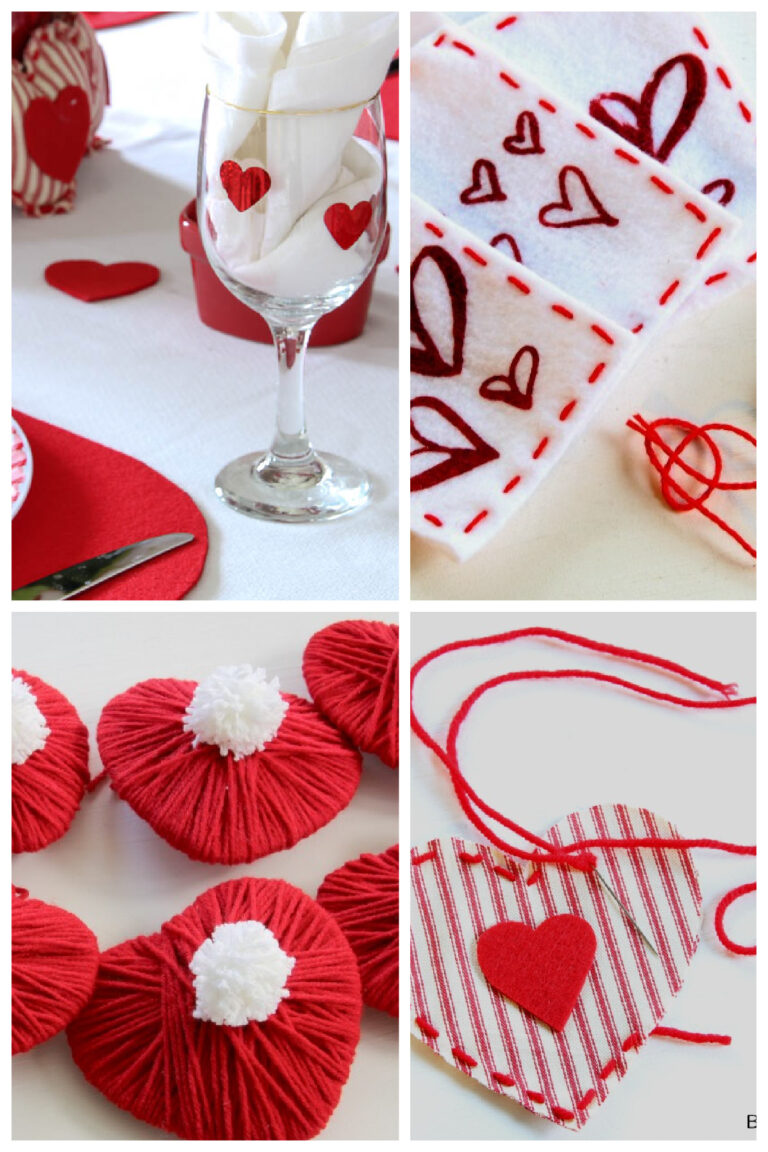 4  Red and White DIY Valentine Heart Decorations