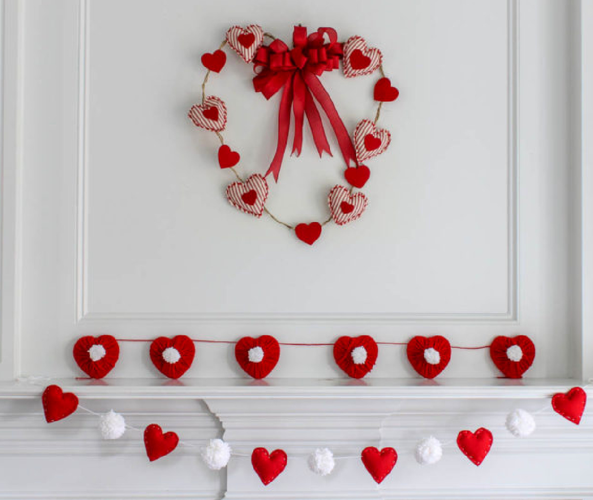 Valentine Wreath Decoration, Valentine's Day Heart Wreath Handmade