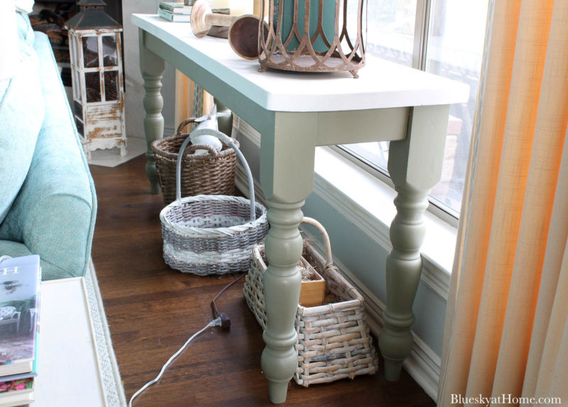 sofa table behind sofa