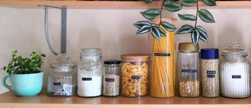 pantry jars with labels