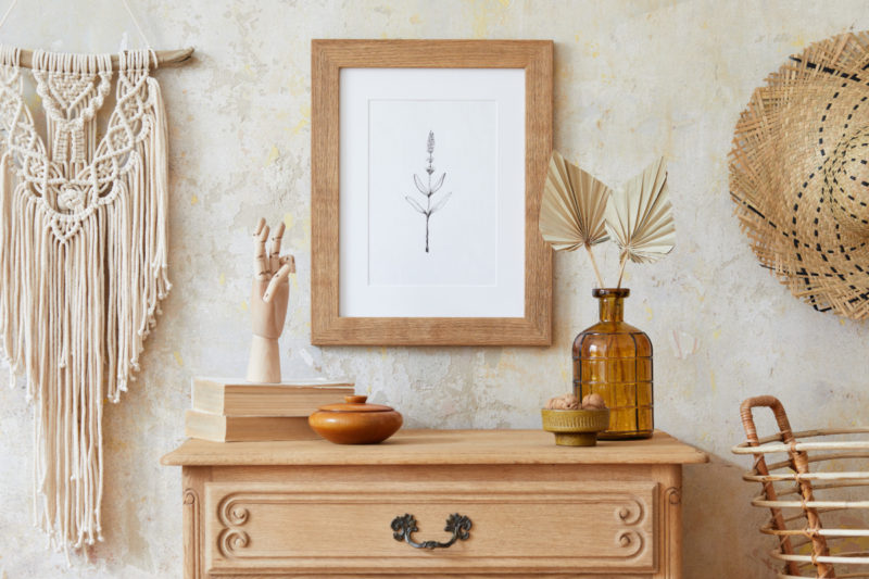 vintage dresser with square mirror