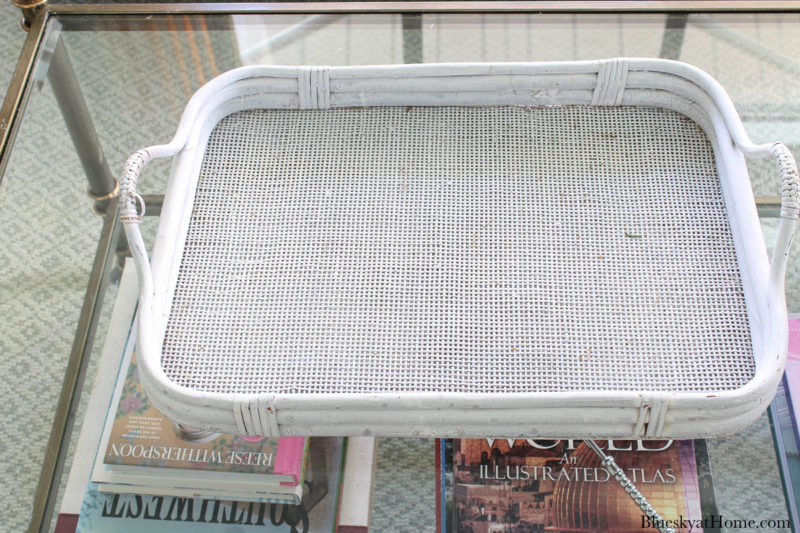 white rattan tray
