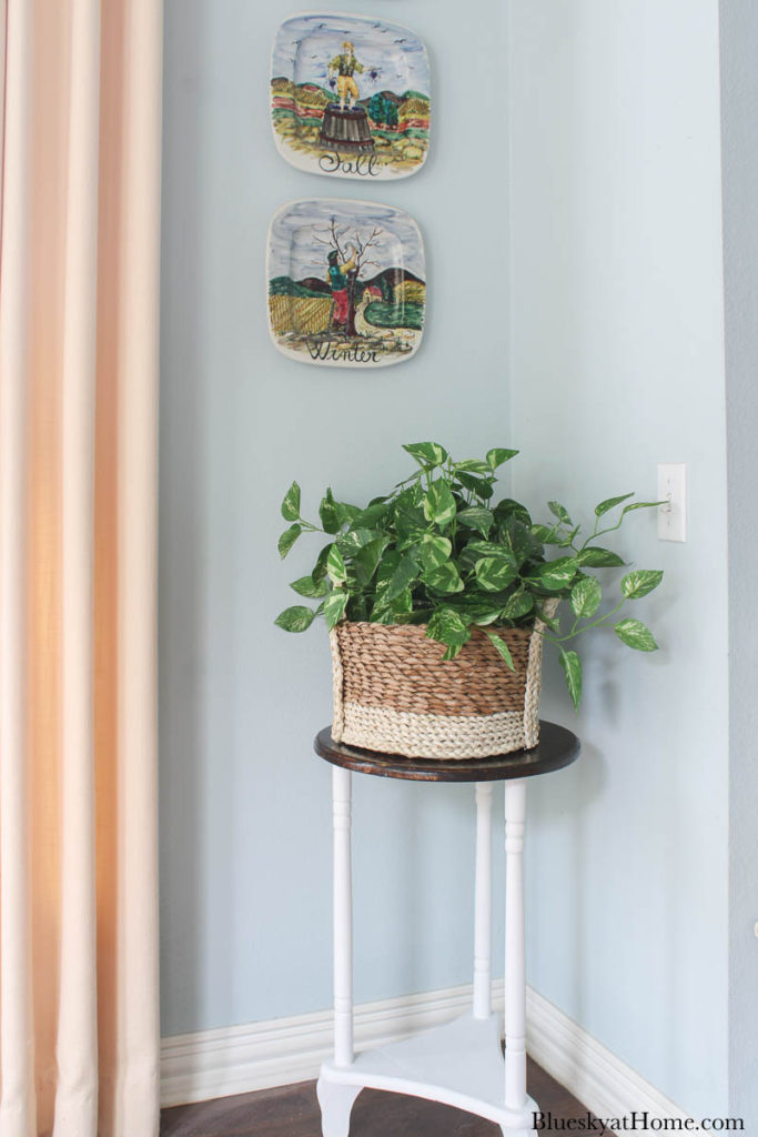 repurposed old table as a plant stand