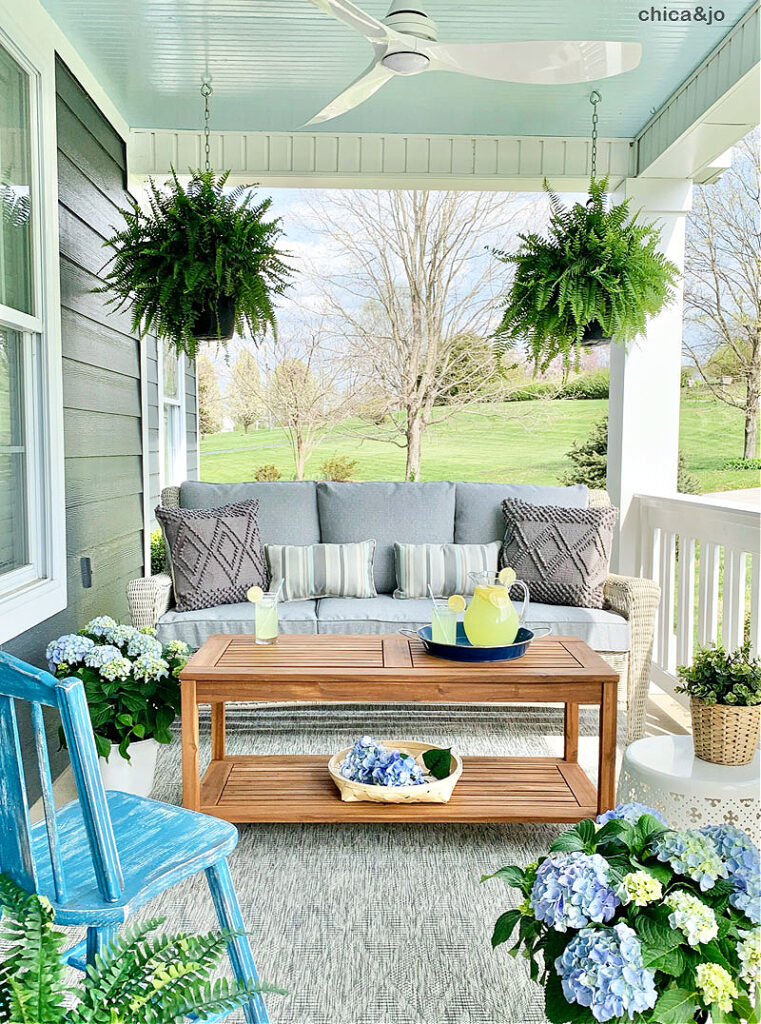 renovated front porch idea with new railing