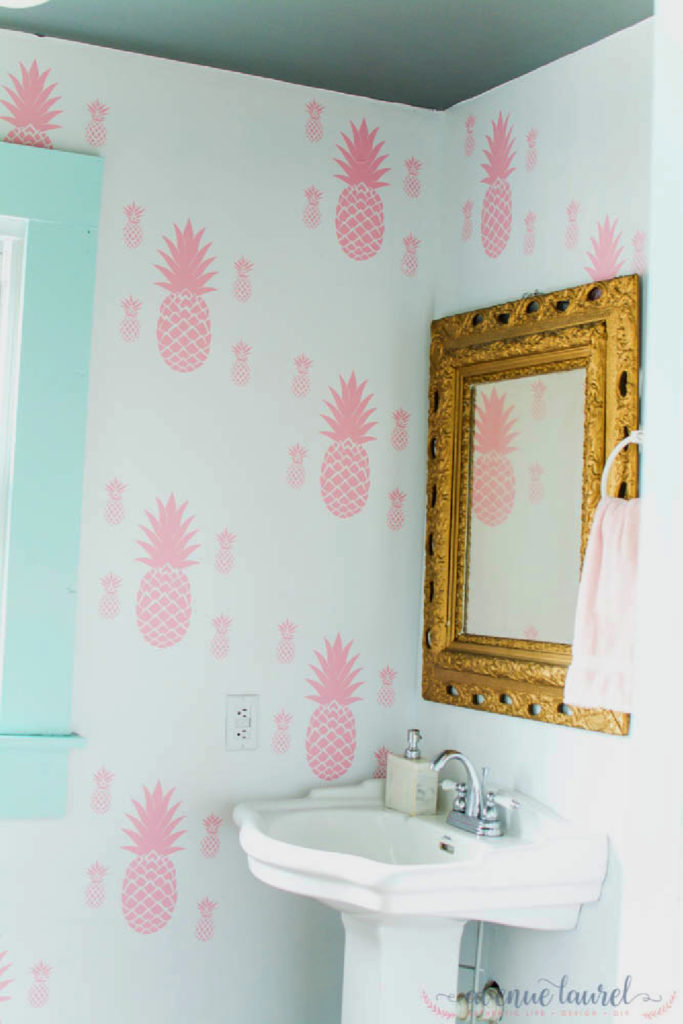 pink pineapple vinyl walls