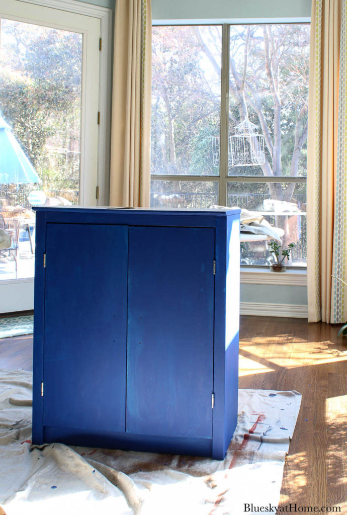 blue painted cabinet