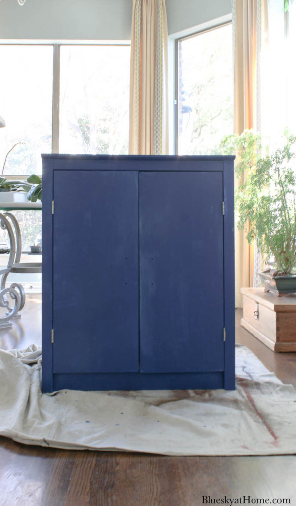 blue painted cabinet