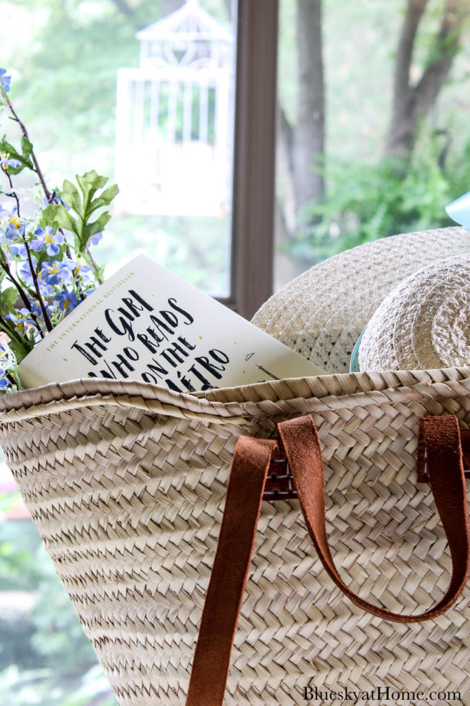 decorated woven French market tote