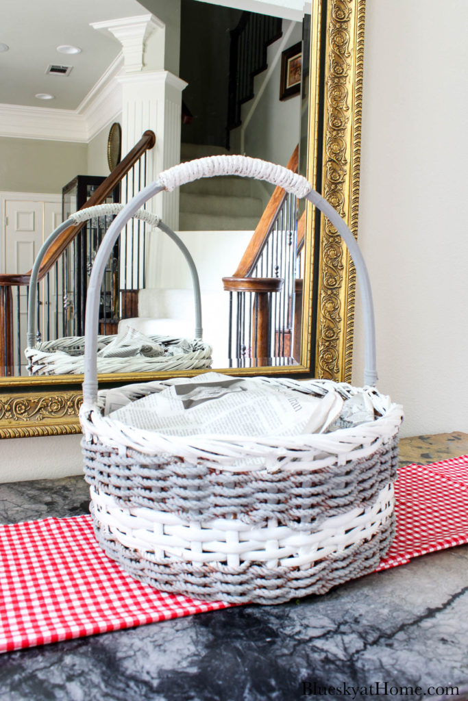 grey and white woven basket