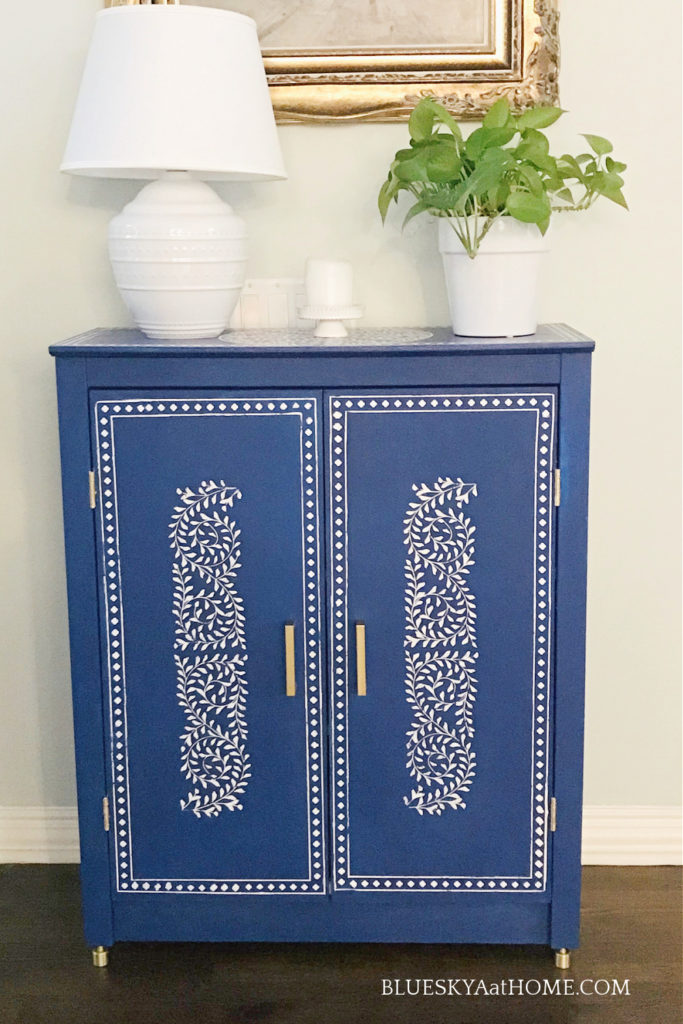 How to Stencil a Painted Cabinet for a New Look - Bluesky at Home