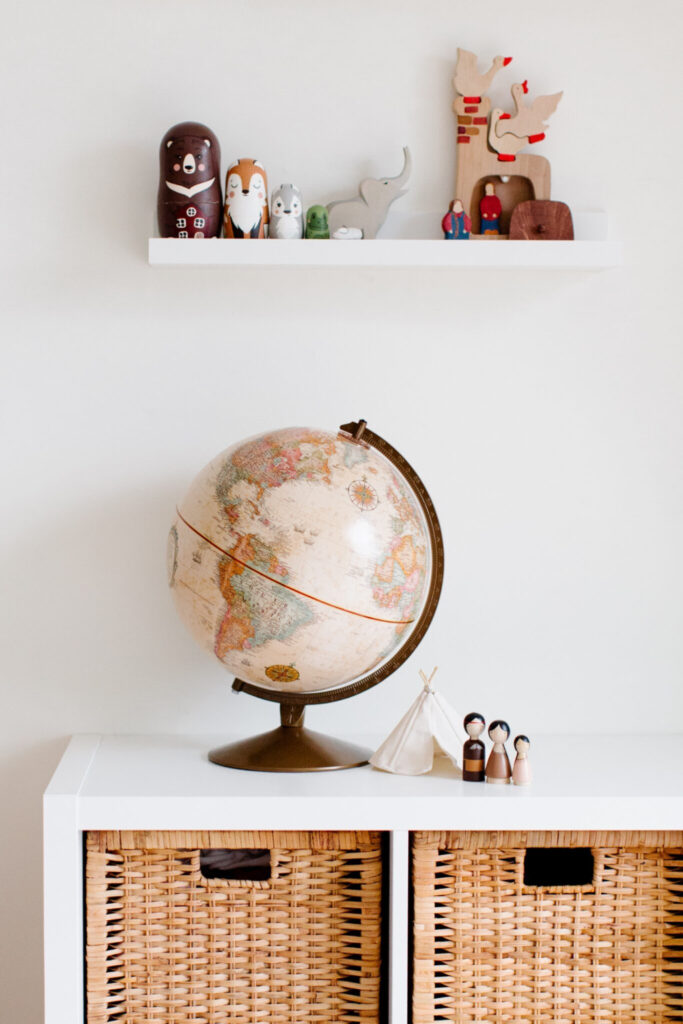 globe on table for summer home decor