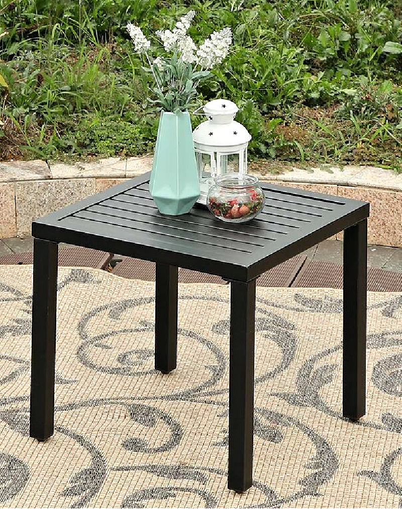 black metal patio table