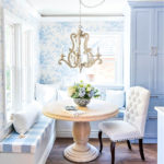 beautiful blue and white breakfast room