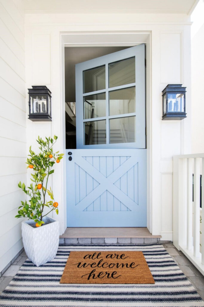 blue painted Dutch front door