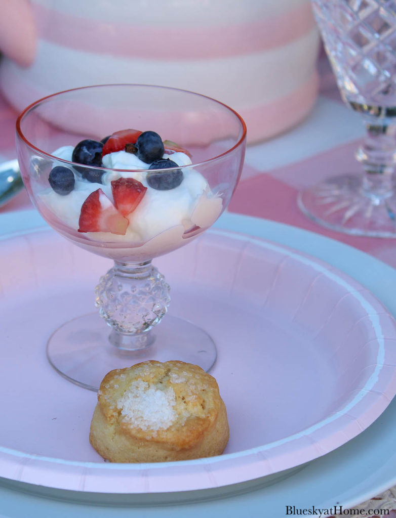 bowl with yogurt and strawberries and blueberries