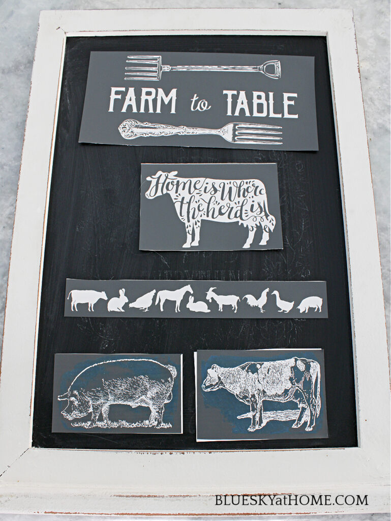 Farmhouse Chalkboard Calendar & Monogram 3-Part Stencil Set by