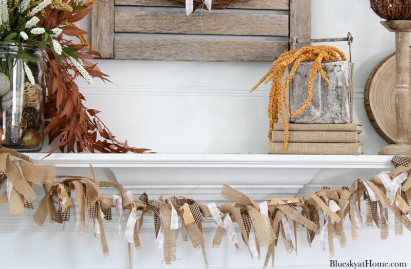 fabric and burlap banner on mantel