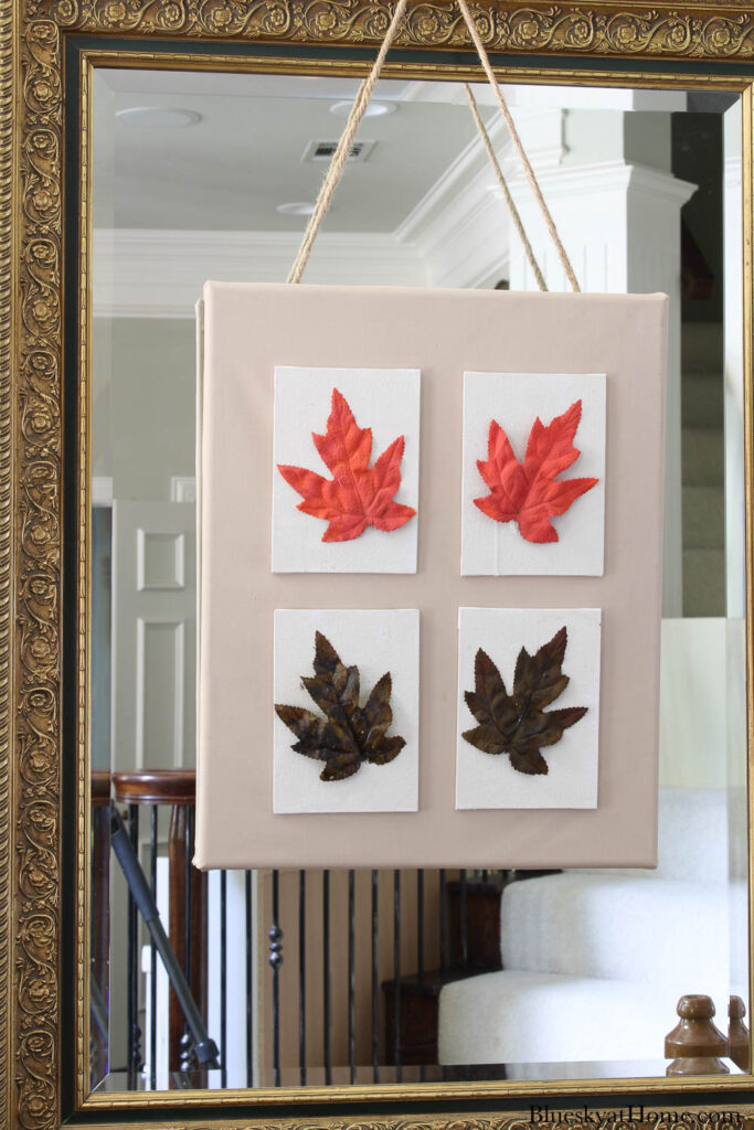 4 fall leaf canvases on large canvas