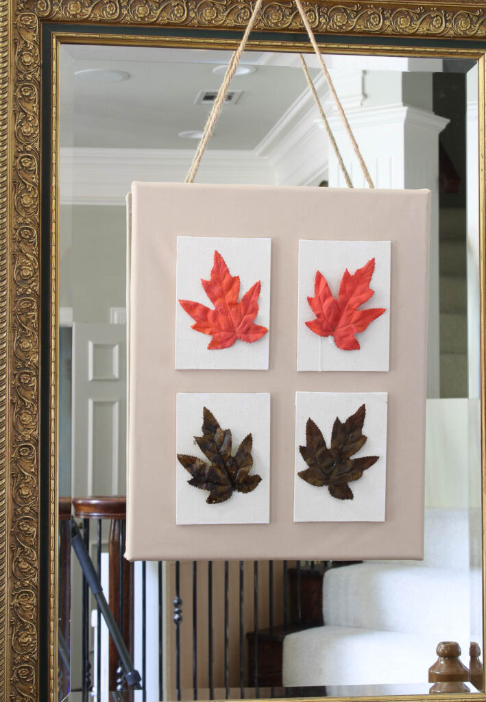 4 fall leaf canvases on large canvas