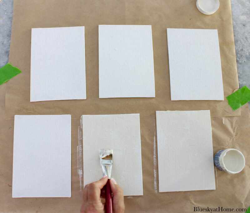 painting small white canvases
