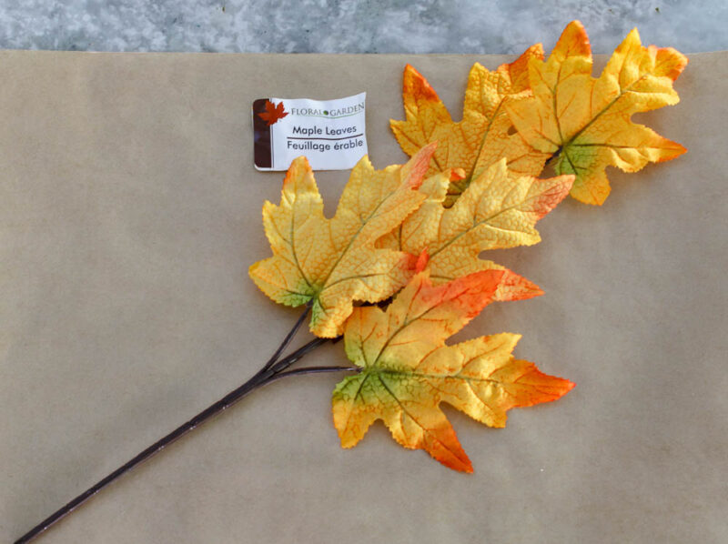 faux fall maple leaves on stem