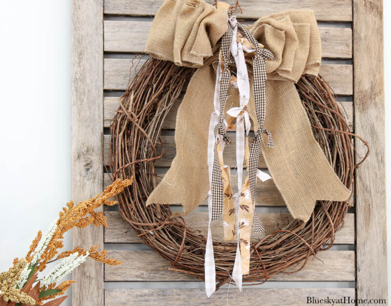 fall rustic wreath on mantel