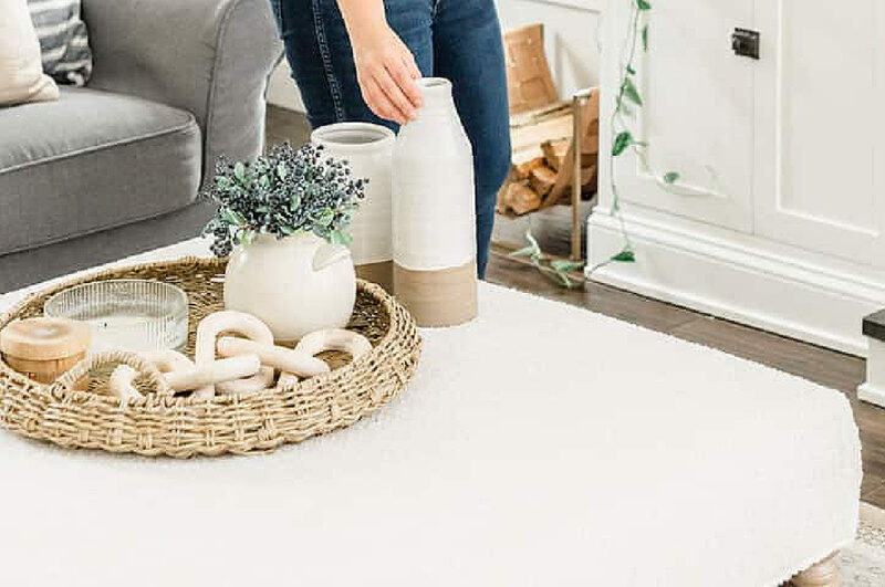 early fall coffee table display with neutral colors