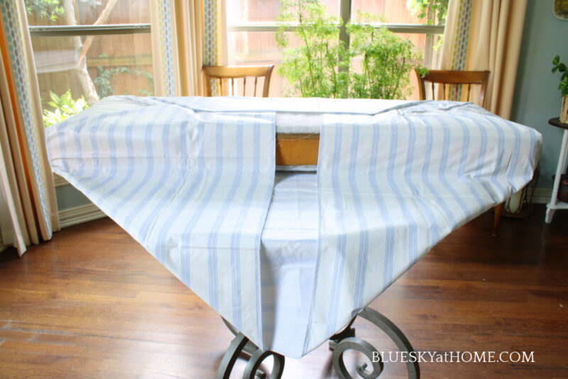 wrapping fbric around patio bench cushion