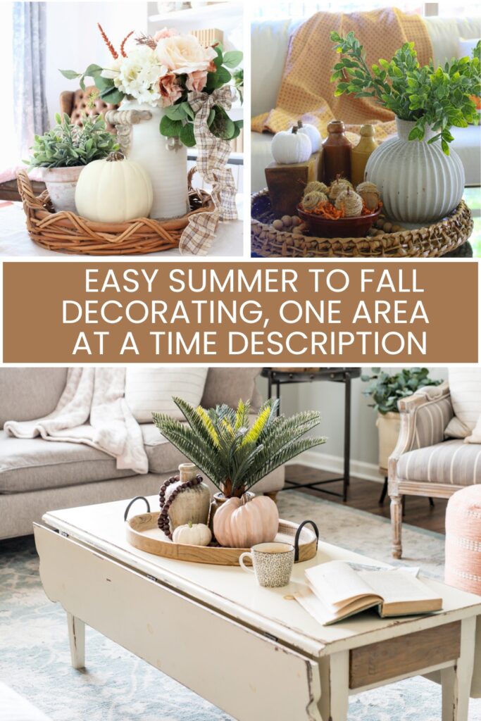 collage of summer to  fall coffee table  images