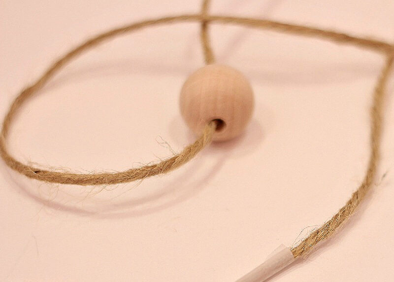 twine and wood bead