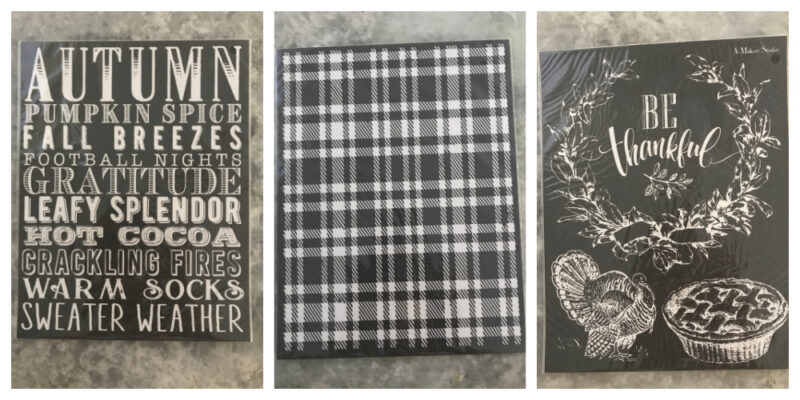 3 black and white fall stencils